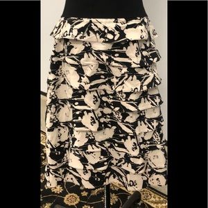 Alfani layered skirt, tan and black, elastic waist